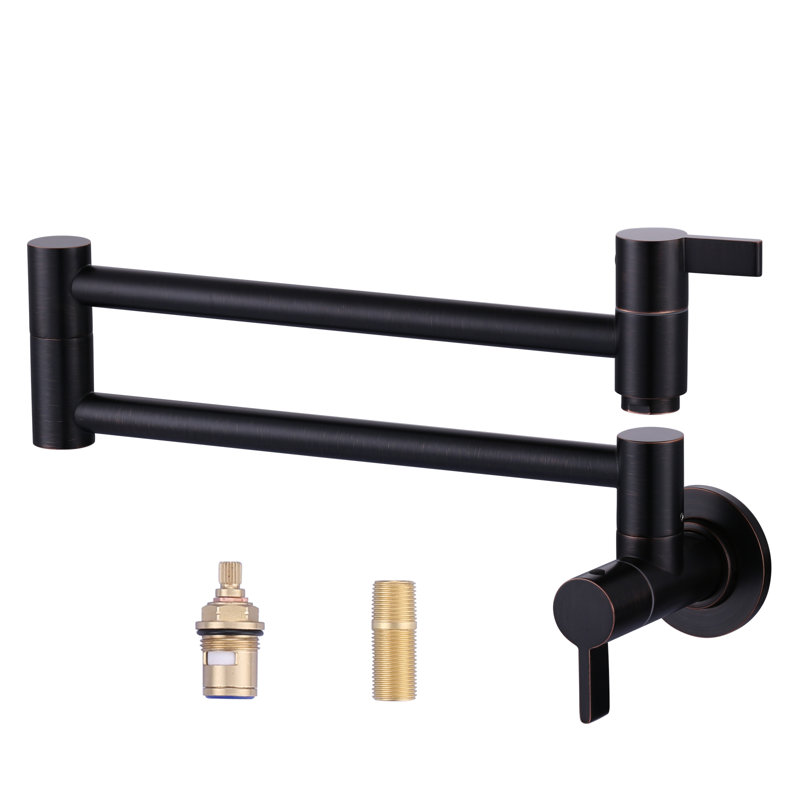 ARCORA Brass Wall Mounted Pot Filler Kitchen Faucet with Double-Handle, Oil Rubbed Bronze
