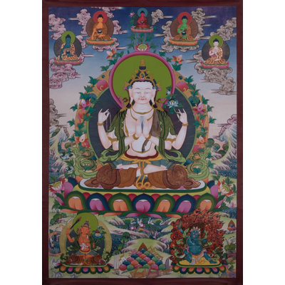 Chaturbhuja Chengrezig Thangka (Brocadeless Thangka)