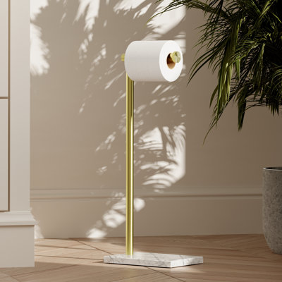 KES Natural Marble Freestanding Toilet Paper Holder Bathroom Tissue Roll Holder