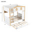 Lit superposé double pour lit double ou double avec tablettes de rangement et lit gigogne, blanc et naturel-2035513847