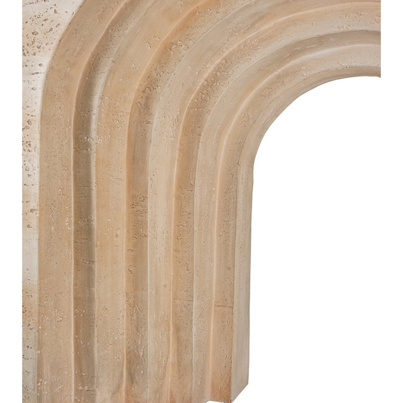 Console arquée 32,3 x 14,2 x 29,9 moderne avec finition en faux travertin beige, légère et durable