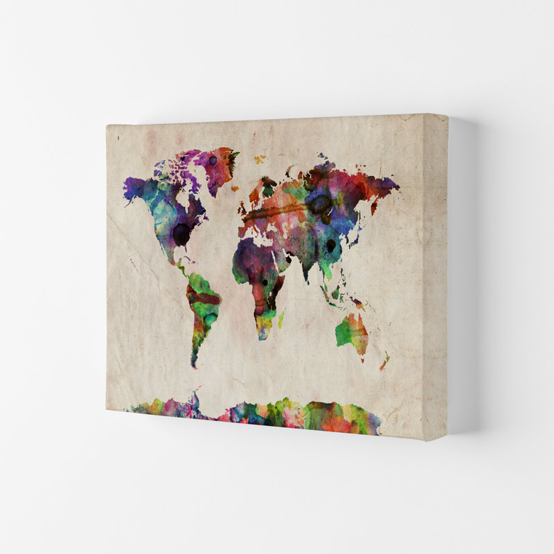 World Map by Michael Tompsett - Print, Wrapped Canvas, 59.4cm H x 84cm W x 4cm D