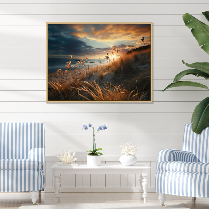 Golden Sands A Envoûtant VII sur toile, H 24 po x l 32 po, Cadre naturel flottant