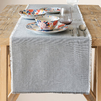 Woven Frayed Chambray Table Runner