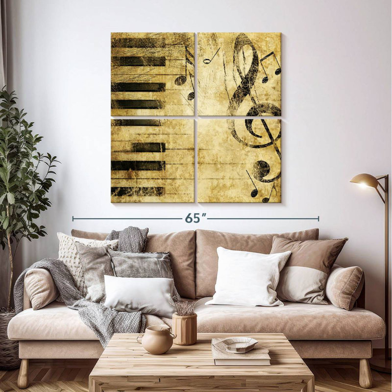 Abarca Antique Piano Music Notes, 45" H x 45" W