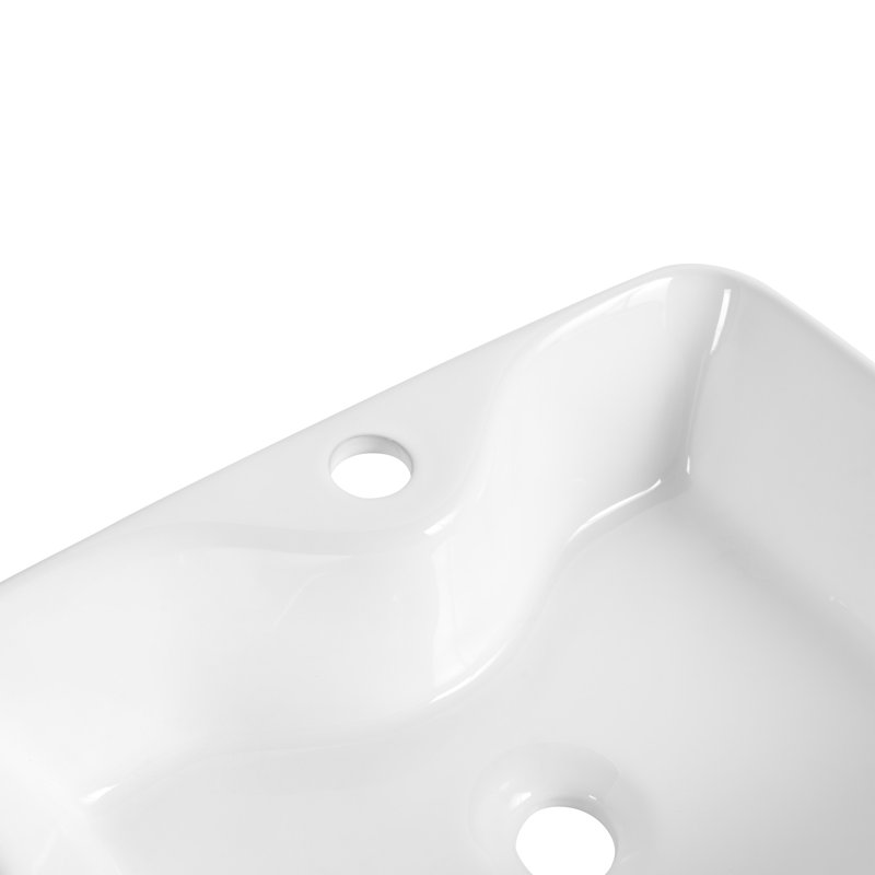 Lavabo de salle de bain rectangulaire en céramique blanc au-dessus du comptoir - Glacis Modern Decor