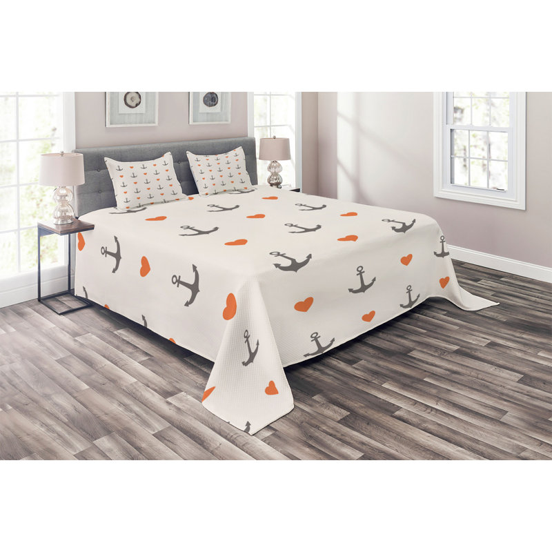 Coastal Polyester Coverlet, King Bedspread + 2 Shams