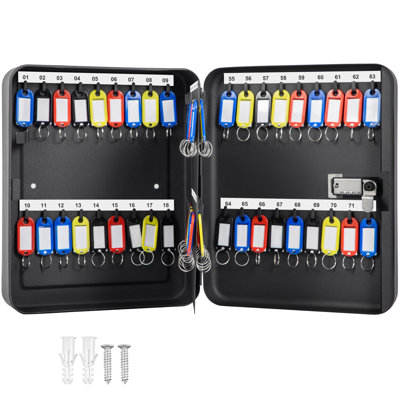 Key Cabinet, 72 Positions, 3-Digit Combination Password Lock Steel Key Box, Q235 Steel Key Storage, Wall Mounted Key Storage Box, Black Key Box Organizer for School, Office, Hotel, Bank