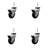 3 Inch Hooded Neoprene Rubber 12mm Threaded Stem Casters with Brakes Set 4 SCC
