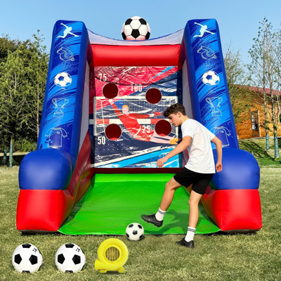 GR8FUN Inflatable Soccer Dartboard, Commercial Grade PVC Soccer Game with 2 Balls & Air Blower, 4-Target Scoring Inflatable Carnival Game for Outdoor Fun, Home & Rental Use
