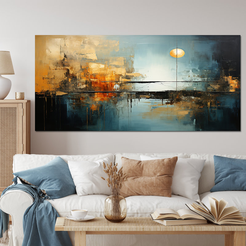 Impression sur toile Teal Orange Bold Energy I - Dams, Toile tendue, H 28 po x l 60 po x P 1,5 po