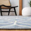 Tapis géométrique en laine / coton tissé à la main Rodgers - bleu / ivoire-765768251