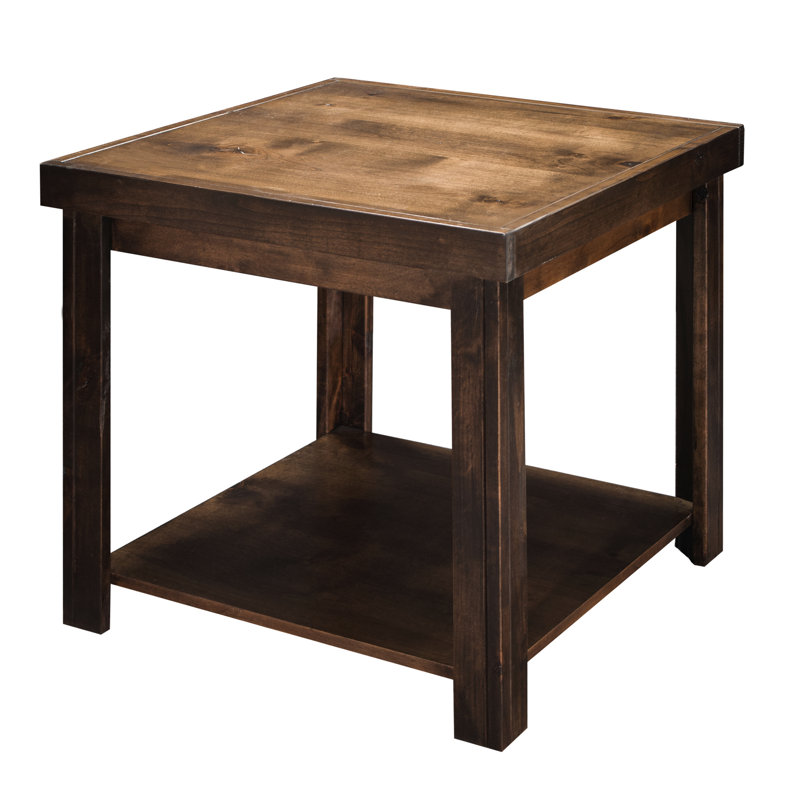 Table d'appoint carrée rustique 24 po, finition couleur whisky, sans assemblage, assemblage en aulne noueux et placage requis, placage, style transitionnel