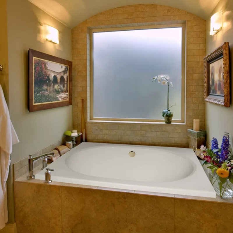 Fuji 60'' x 40'' Soaking Acrylic Bathtub, Biscuit, Satin Chrome