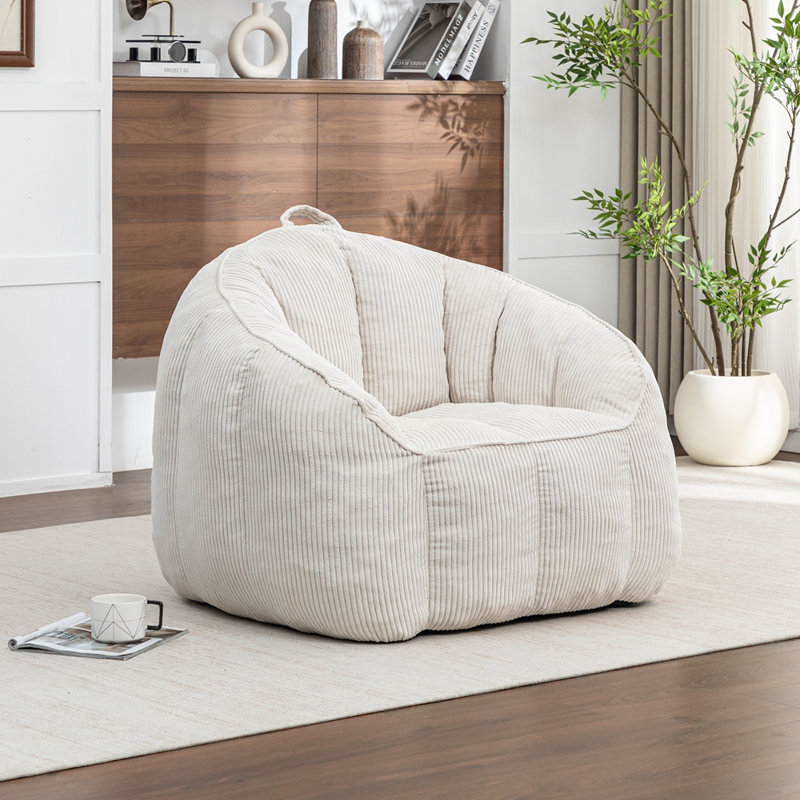 Grand fauteuil à billes en velours côtelé Comfy, Beige