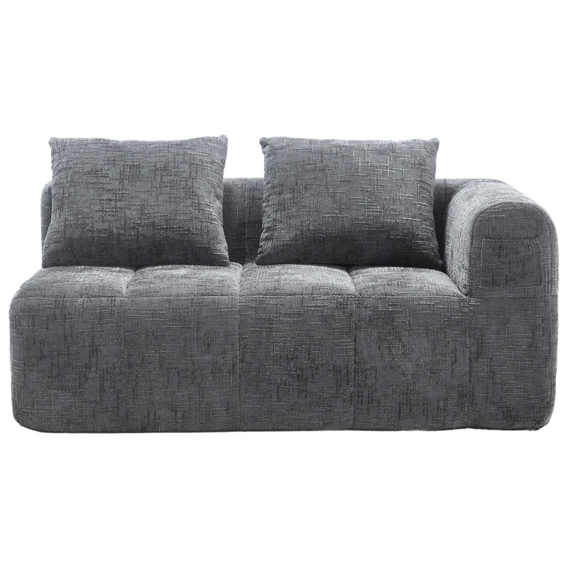 Minimalist modular sofa in premium wrinkle-resistant display fabric with ergonomic design, Gray Chenille