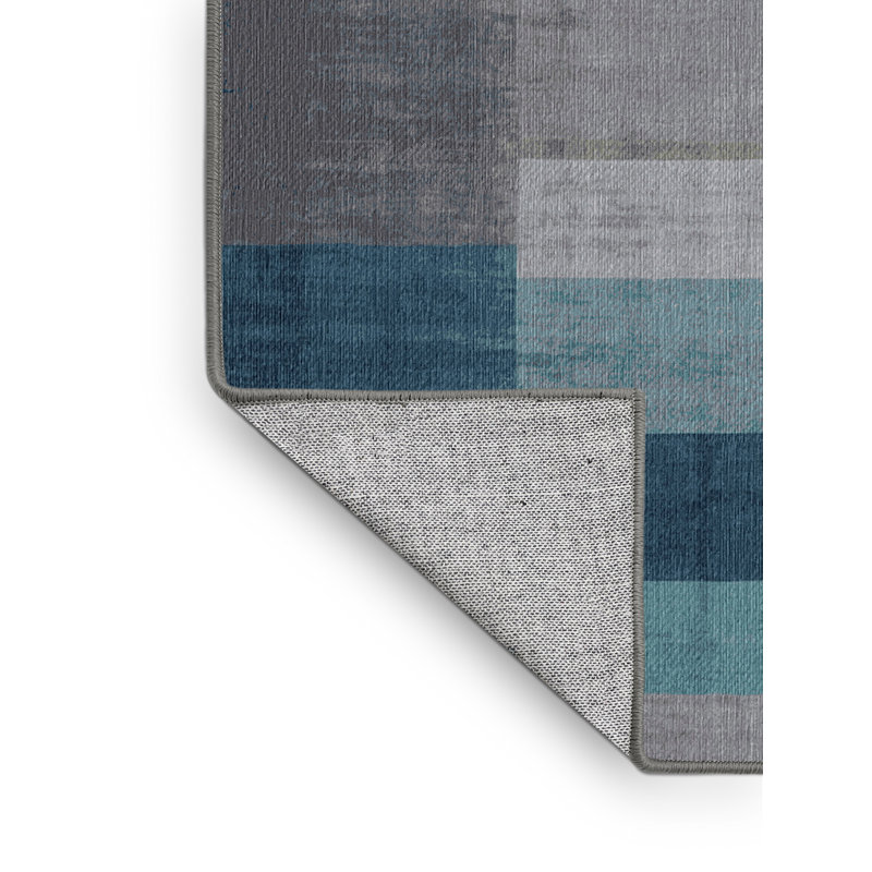 Machine Washable Gray Area Rug, Square 6'
