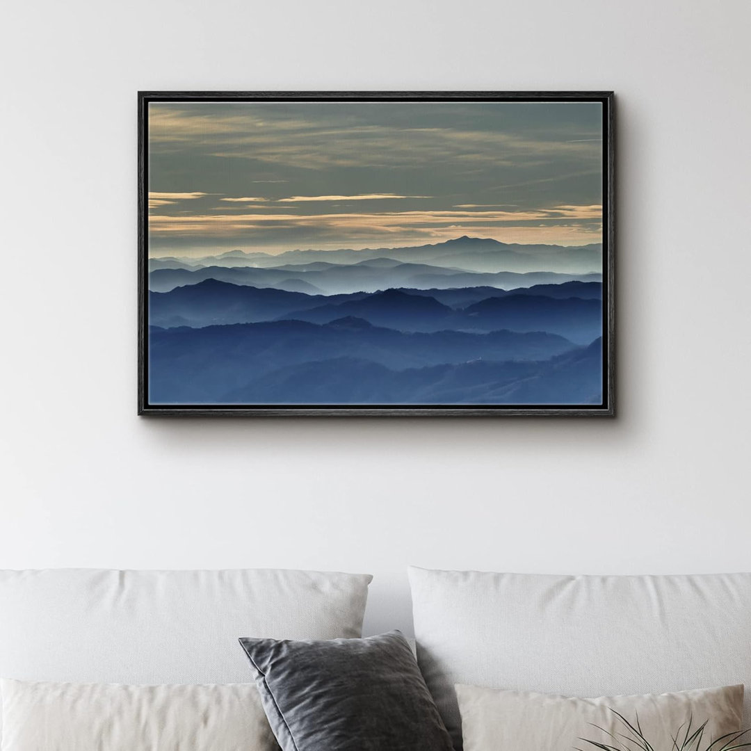 Abstract Landscape " IDEA4WALL Framed Canvas Wall Art Soft Blue Cloudscape In Mountain And Valley Landscape Wilderness Photography Modern Art Contemporary Scenic Dramatic For Living Room, Bedroom, Office " IDEA4WALL 