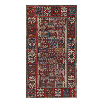 One-of-a-Kind 3'5”x6'3” 1950s Wool Area Rug