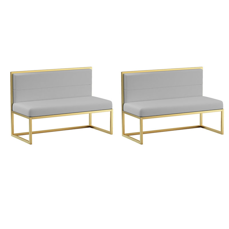 Banc rembourré simple en similicuir, Gris
