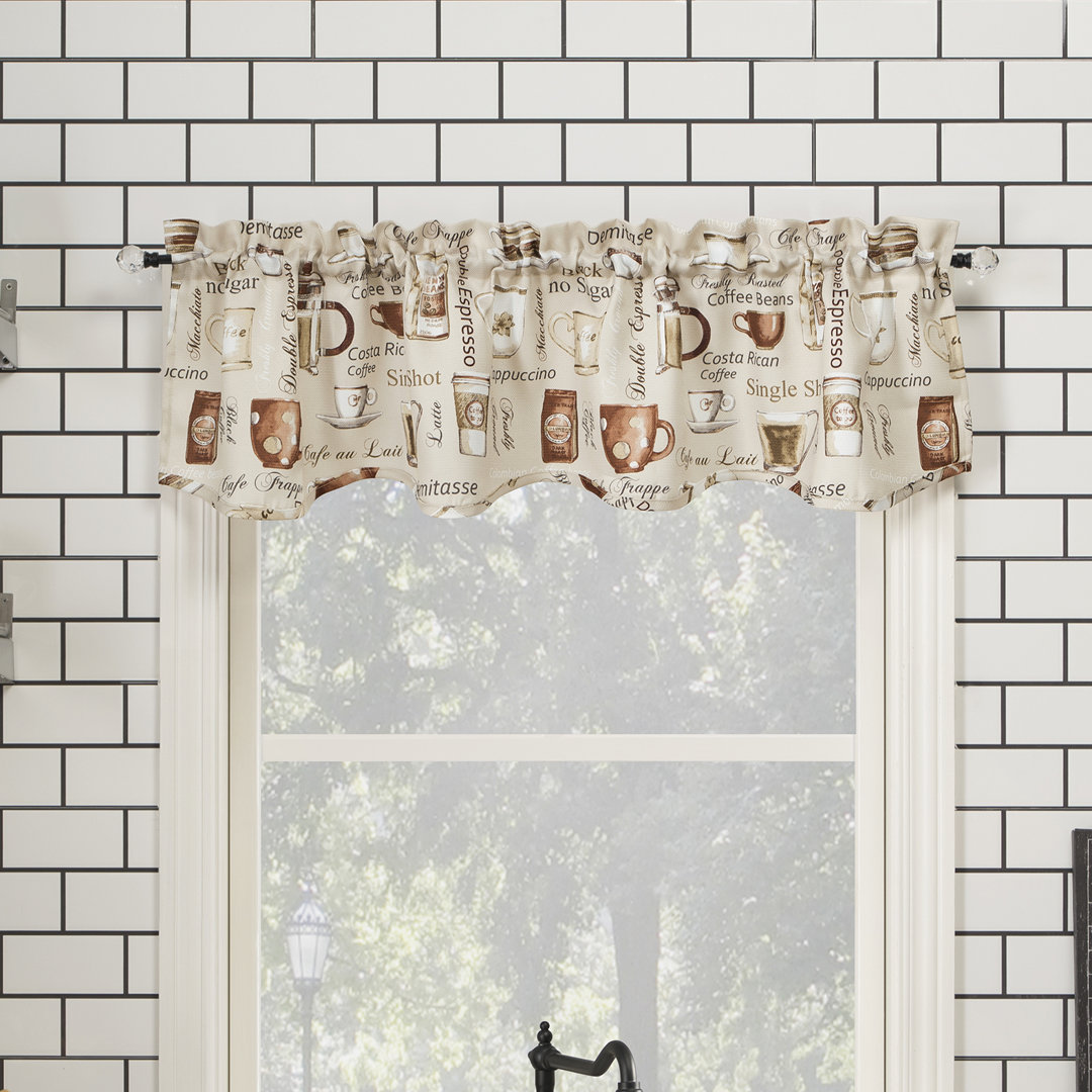 Debrah Coffee Shop Semi-Sheer Rod Pocket Kitchen Curtain Valance Fleur De Lis Living