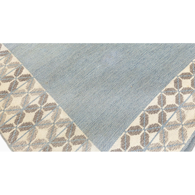 Tapis suédois rétro en laine à tissage plat à double face 5 pi 3 po x 7 pi 6 po Vintage