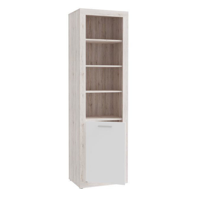 Ceridwen 59cm Bookcase with Cupboard in Sand Oak and White