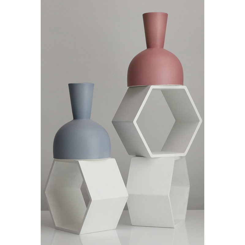Elegant Pink Ceramic Vase, 6.7 x 6.7 x 9.1 inches | 100% Premium Ceramic, Perfect for Floral Arrangements & Home Décor | Versatile Accent Piece for Living Room, Bedroom, or Office Spaces