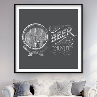 «Old Beer Sign - Man Cave Food», reproduction encadrée | Décoration intérieure
