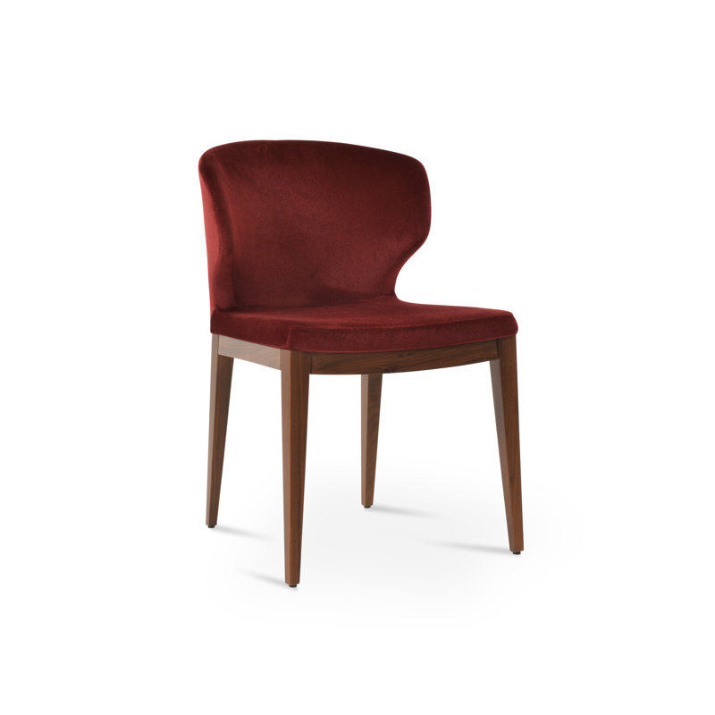 Amed Plus Wood Chair, American Walnut, Cherry Velvet