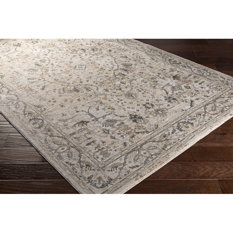 Tapis beige / gris Bowerman, Rectangle 5 pi x 7 pi 5 po
