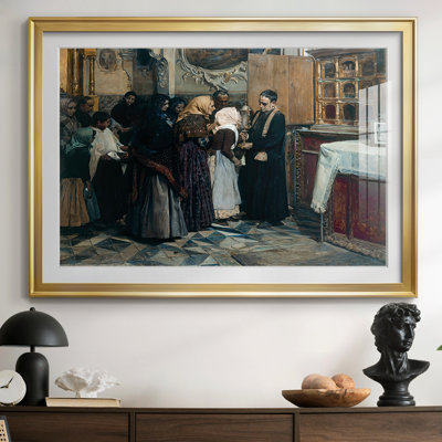 «Kissing the Relic» (El Beso de la reliquia) - Jooa Sorolla - reproduction encadrée avec passe-partout et verre - 1893