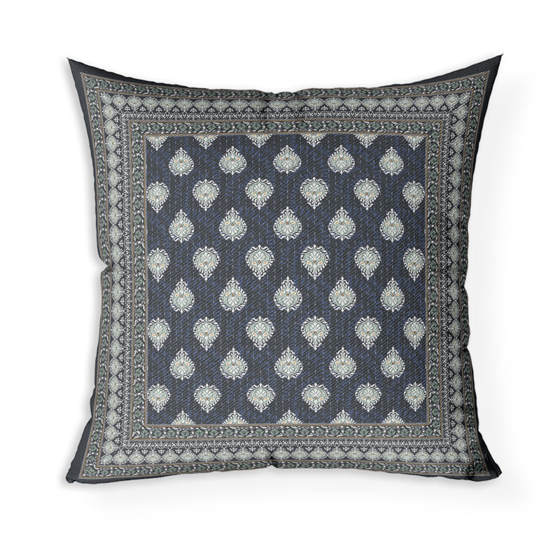 Coussin Kashmiri, H 16 po x l 16 po, Gris