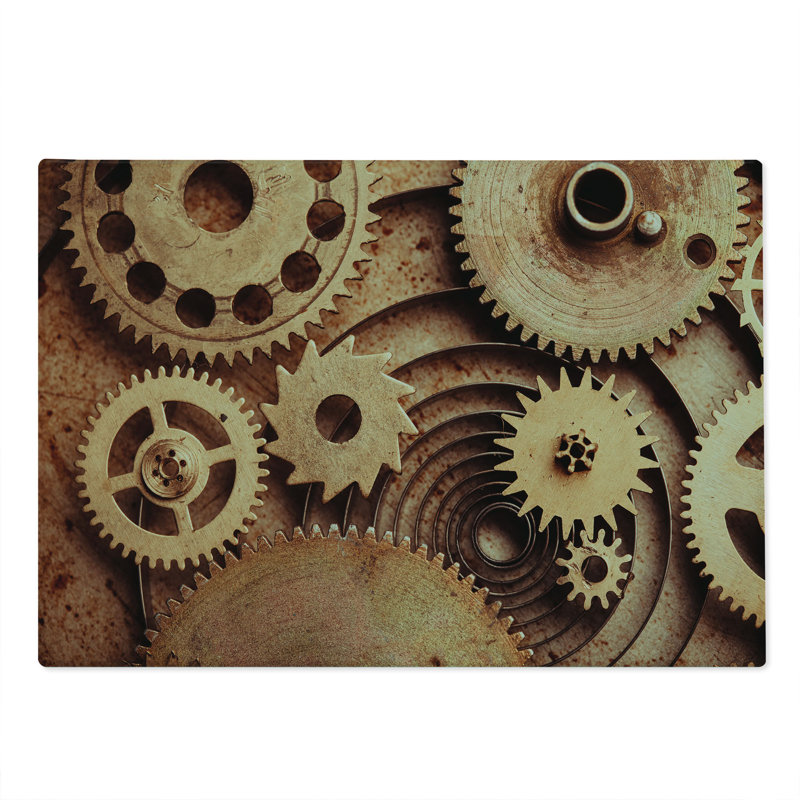 Ambesonne Industrial Cutting Board Large Size Clocks Gears Cinnamon