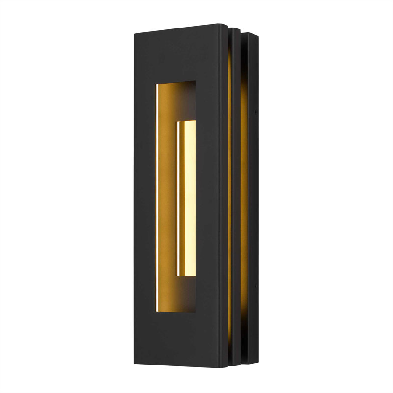 Layer LED Sconce for Indoor/Outdoor Use, Layered Panel Design, Brass Interior, 3-CCT Selectable, Wet Rated