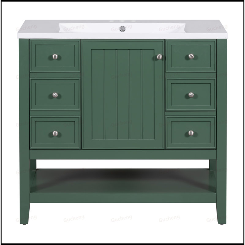 Meuble-lavabo 36 po avec trois tiroirs, Vert