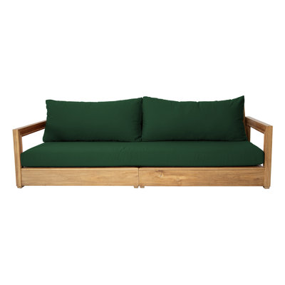 Crelake 107 " W Teak Solid Wood Patio Sofa with Cushions