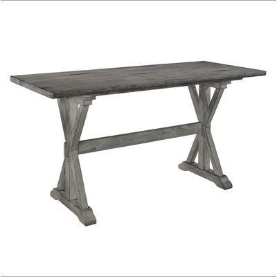 Rustic Look Distressed Grey Finish 1pc Counter Height Dining Table Solid Rubberwood Kitchen Dining Furniture