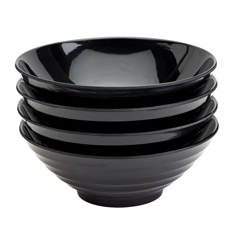 INFUSE 4-Piece Melamine Nesting Ramen Bowl Set, Black