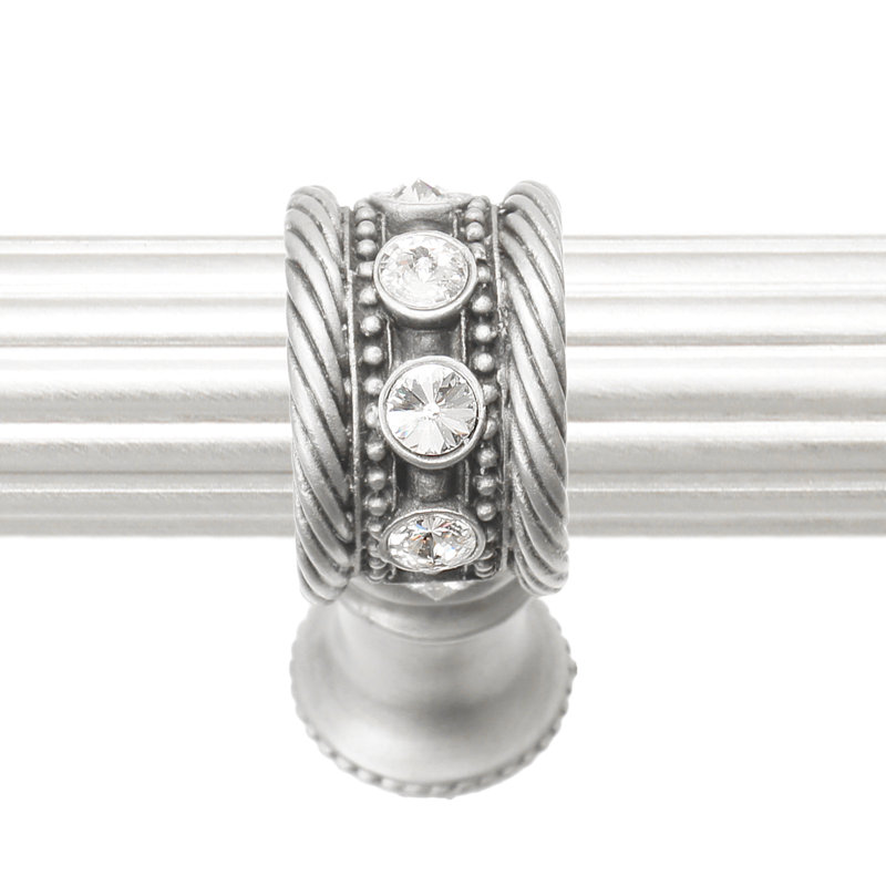 Caché 12 inches c.c. with 5/8 reeded center long pull & center brace with 16 rivoli Swarovski Clear Crystals in Chalice, 12"