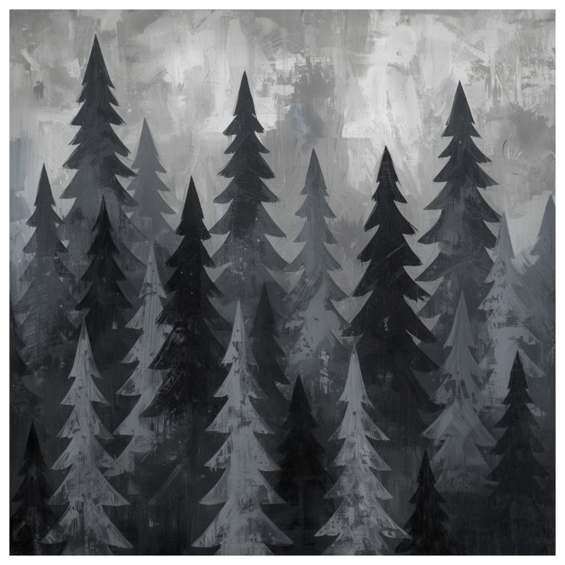 Gray Pine Tree Forest Comforter, King
