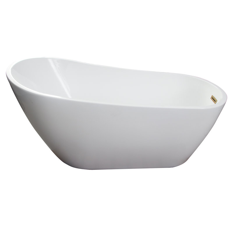 Lorenzo 60'' x 27.5'' Freestanding Soaking Acrylic Bathtub, Polished Brass