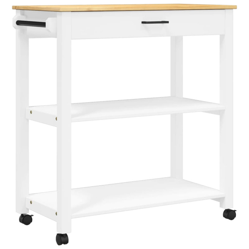 Kitchen Trolley MONZA 84X40x90 Cm Solid Wood Pine, White