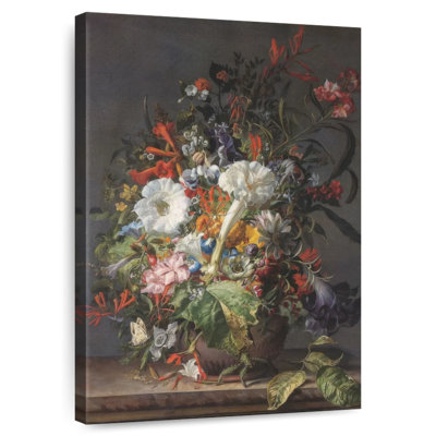 Harnek Still Life Of Exotic Flowers On Marble Ledge
