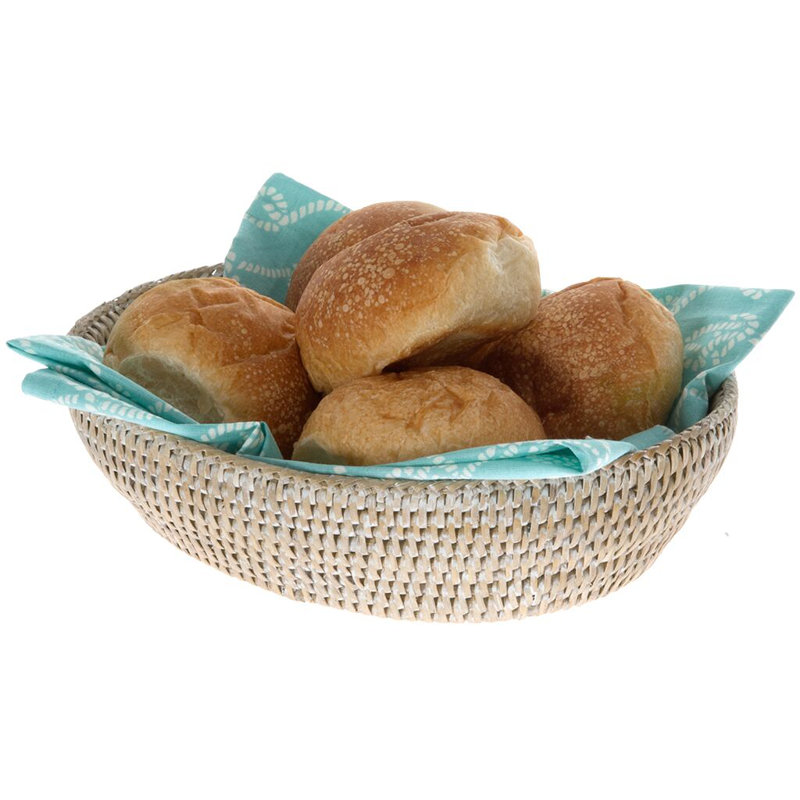 Bay Isle Home™ Madson Rattan Bread Basket, White Wash