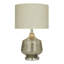 Lampe de table en tissu de lin argent avec finition en faux mercure