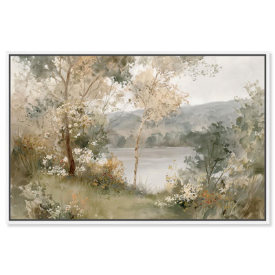 Silent Pond's Mirror II Canvas Print Vintage Wall Decor by Art Remedy, White Frame, 30 x 20