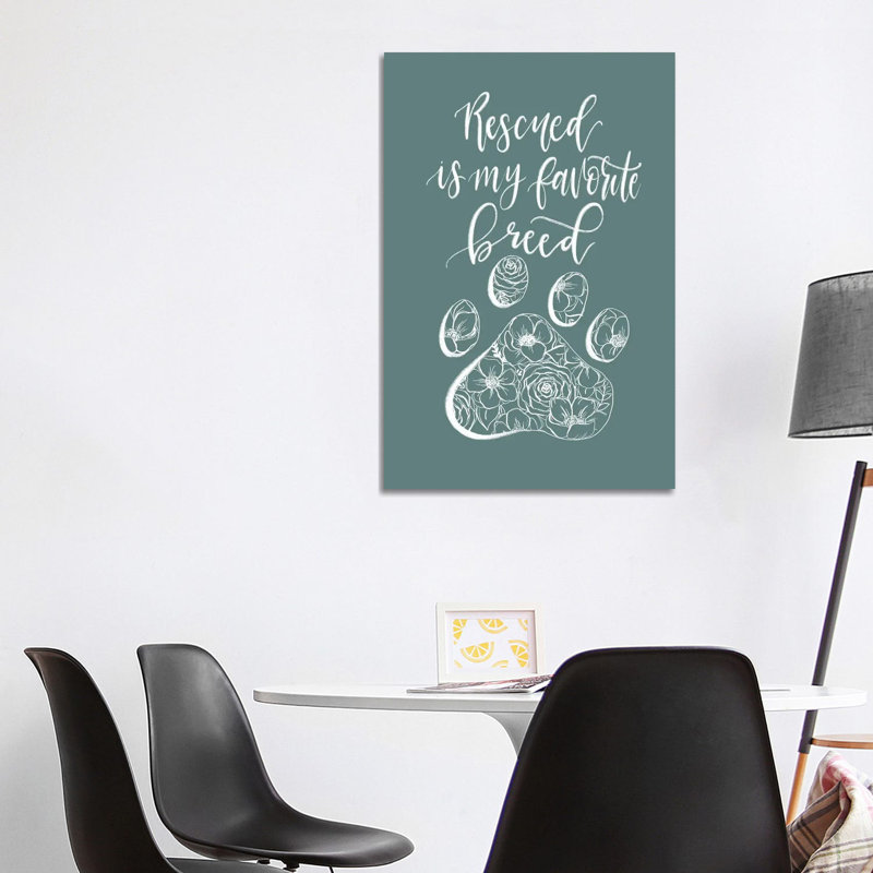 Rescued Is My Favorite Breed Teal by Katie Bryant - Wrapped Canvas Gallery-Wrapped Canvas Giclée