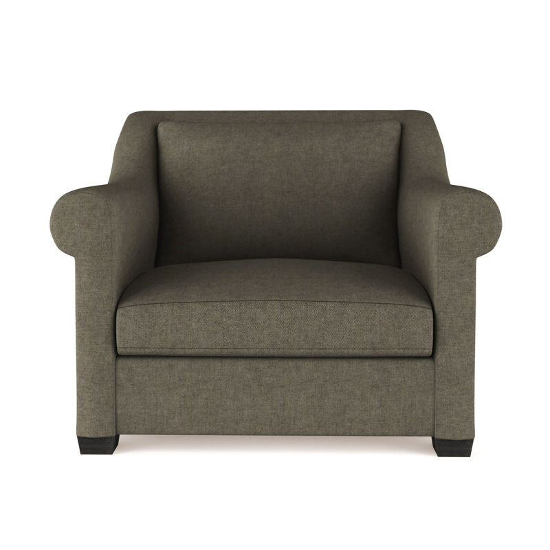 Transitional Armchair, Plush Velvet Graphite, 32" H x 43" W x 46" D, Ebony