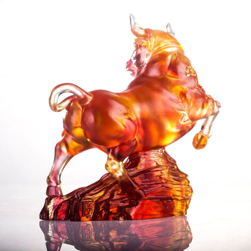 Ox Sculpture Easterly Winds Crystal Figurine
